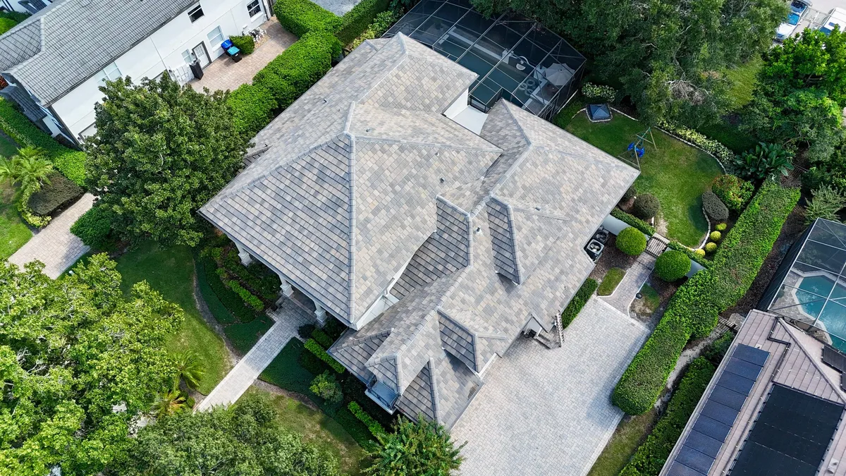 Completed residential roof replacement project in St. Augustine, Florida