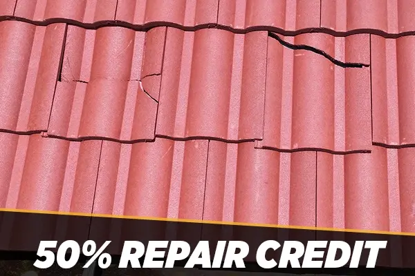 Broken Roof Tiles with Repair Credit banner overlaid.