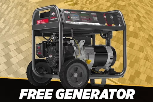 Image of Portable Generator sitting on top of a background of Roof Shingles